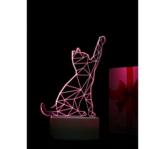 Светодиодный ночник 3d светильник PALMEXX led rgb 7 цветов (кошка) PX/LAMP-012
