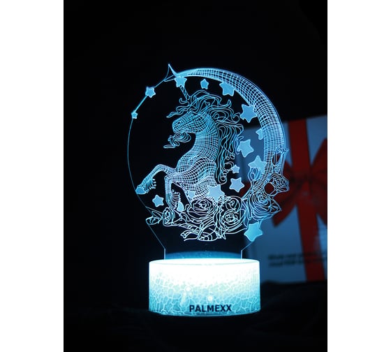 Светодиодный ночник 3d светильник PALMEXX led rgb 7 цветов (единорог) PX/LAMP-035