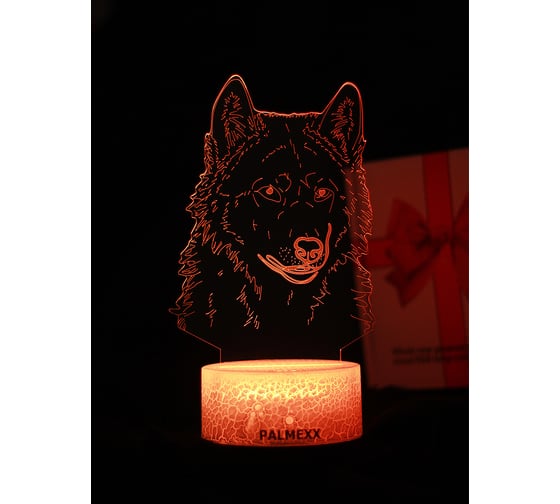 Светодиодный ночник 3d светильник PALMEXX led rgb 7 цветов (волк) PX/LAMP-028