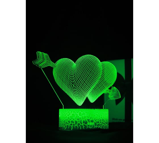 Светодиодный ночник 3d светильник PALMEXX led rgb 7 цветов (сердца со стрелой) PX/LAMP-026