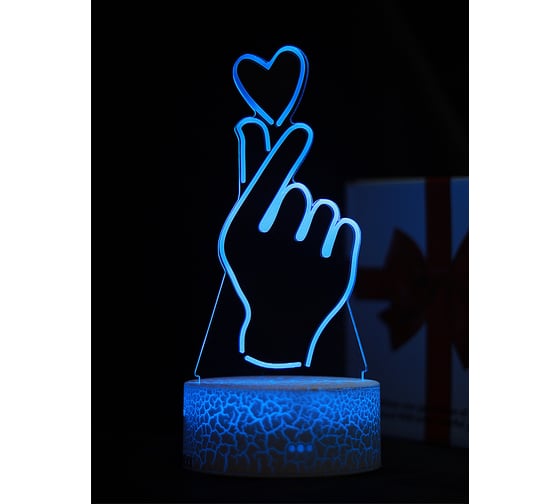 Светодиодный ночник 3d светильник PALMEXX led rgb 7 цветов (рука с сердцем) PX/LAMP-024
