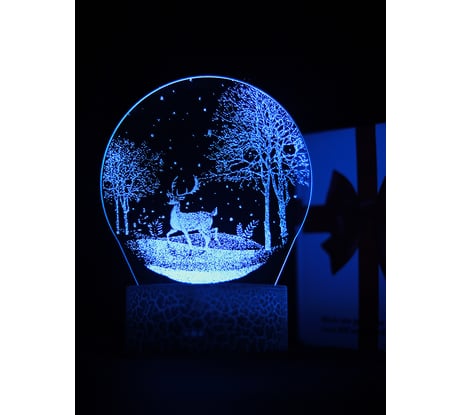 Светодиодный ночник 3d светильник PALMEXX led rgb 7 цветов (олень в ночном лесу) PX/LAMP-023