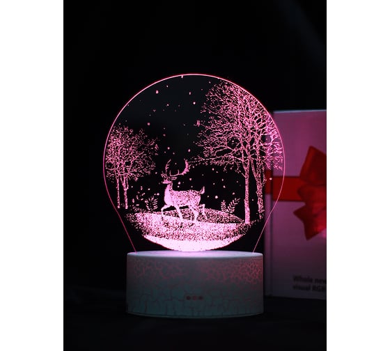 Светодиодный ночник 3d светильник PALMEXX led rgb 7 цветов (олень в ночном лесу) PX/LAMP-023