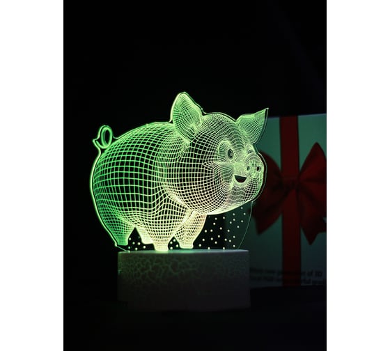 Светодиодный ночник 3d светильник PALMEXX led rgb 7 цветов (поросёнок) PX/LAMP-020