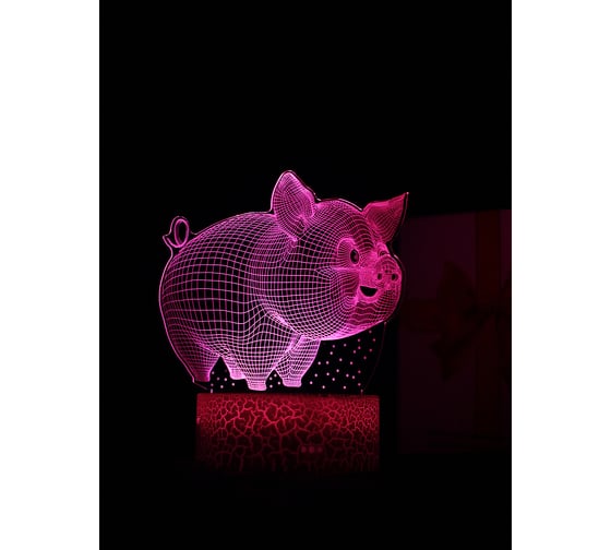 Светодиодный ночник 3d светильник PALMEXX led rgb 7 цветов (поросёнок) PX/LAMP-020