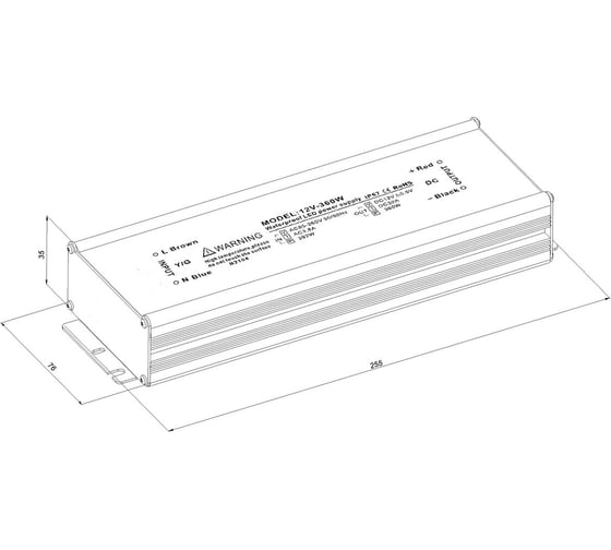 Блок питания LEDCRAFT LC-WP-360W-12V IP67 30 A 255x76x35 418020033