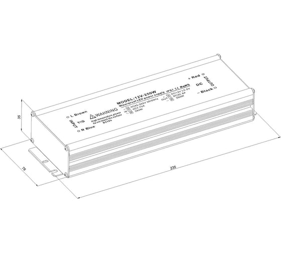 Блок питания LEDCRAFT LC-WP-250W-12V IP67 20.8 A 235x76x35 418020031
