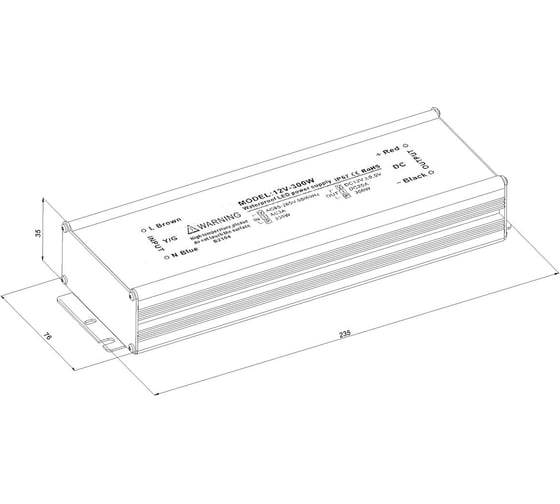 Блок питания LEDCRAFT LC-WP-300W-12V IP67 25 A 235x76x35 418020025