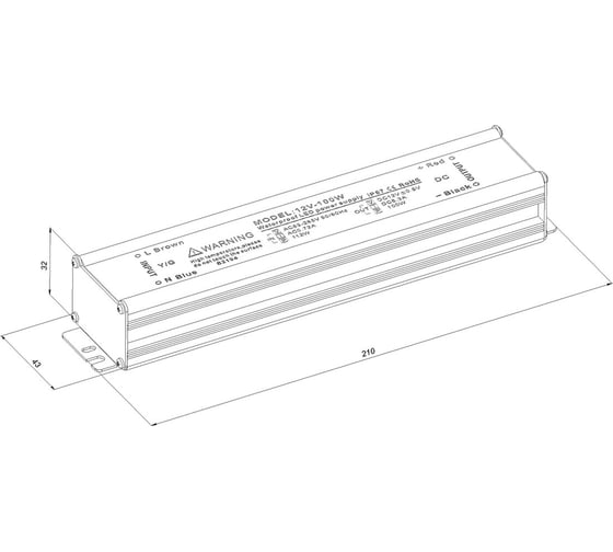 Блок питания LEDCRAFT LC-WP-100W-12V IP67 8.3 A 210x43x32 418020007