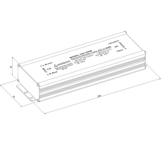 Блок питания LEDCRAFT LC-WP-250W-24V IP67 10.4 A 235x76x35 418020032