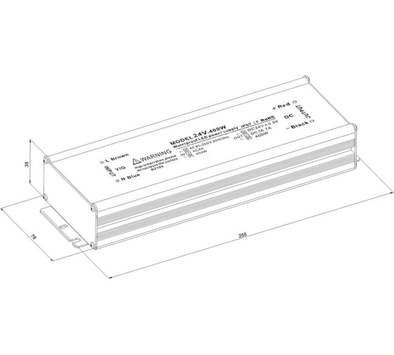 Блок питания LEDCRAFT LC-WP-400W-24V IP67 16.6 A 255x76x35 418020036