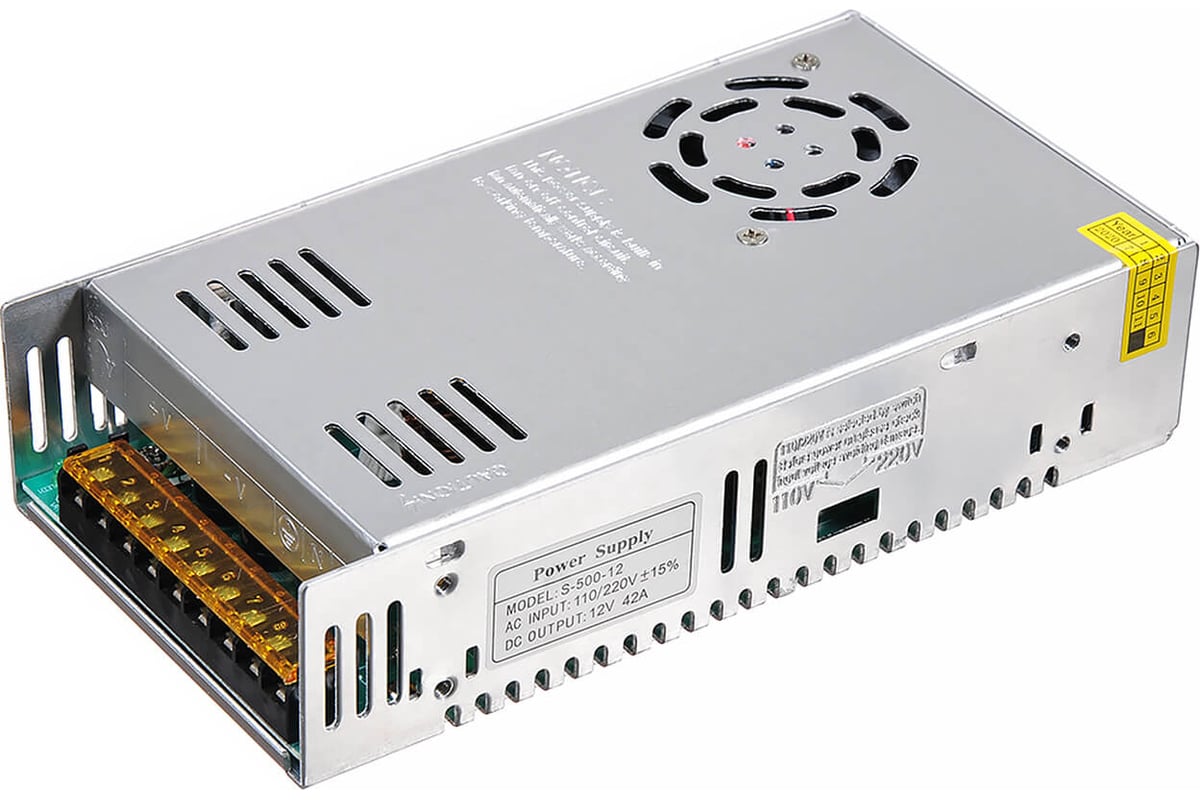 Блок питания LEDCRAFT LC-N500W-12V 40 А с вентилятором тонкий ...