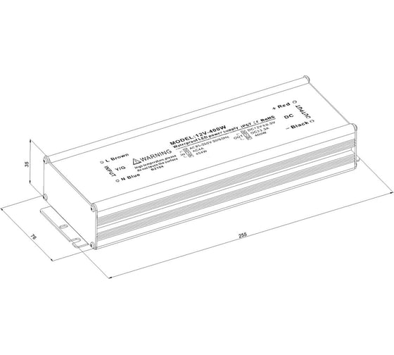 Блок питания LEDCRAFT LC-WP-400W-12V IP67 33.3 A 255x76x35 418020035