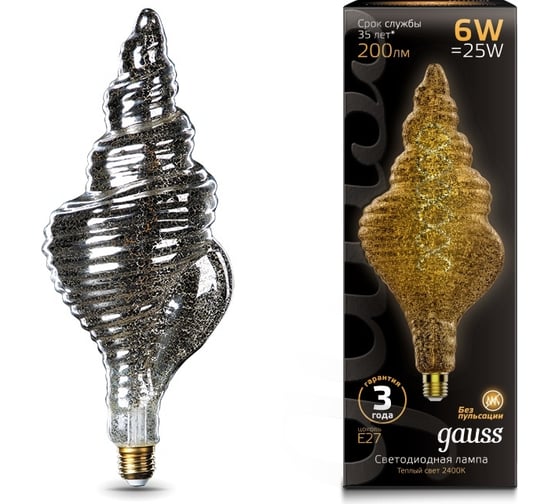 Лампа Gauss LED Vintage Filament Flexible TL120 6W E27 120х330mm 2400K 166802008