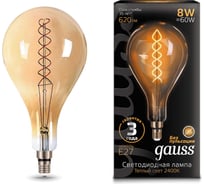 Лампа Gauss LED Vintage Filament Flexible A160 8W E27 160х300mm Golden 620lm 2400K 150802008