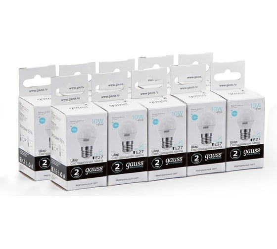 Лампа Gauss LED Elementary Шар 10W E27 730lm 4100K 53220