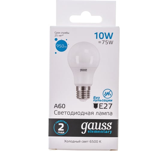 Лампа Gauss LED Elementary A60 10W E27 950lm 6500K 23230 1