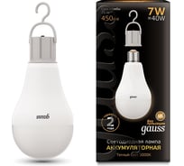 Лампа Gauss LED A60 7W E27 450lm 3000K с Li-Ion аккумулятором 102402107