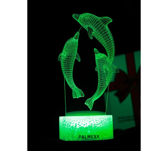 Светодиодный ночник PALMEXX 3d светильник led rgb 7 цветов (дельфины) PX/LAMP-046