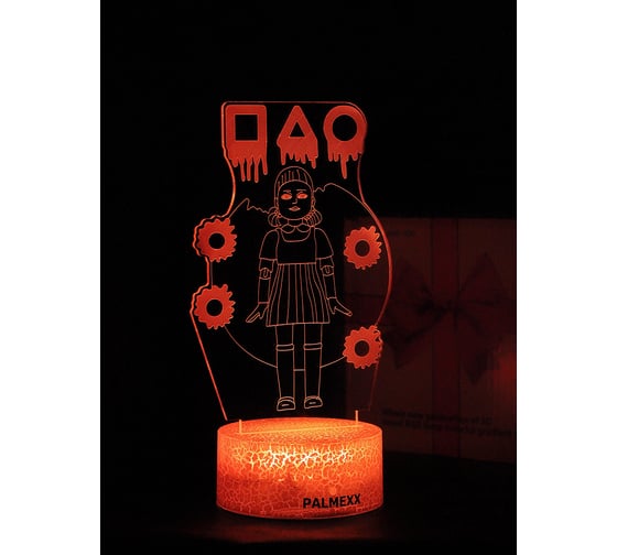 Светодиодный ночник PALMEXX 3d светильник led rgb 7 цветов (игра в кальмара) PX/LAMP-047