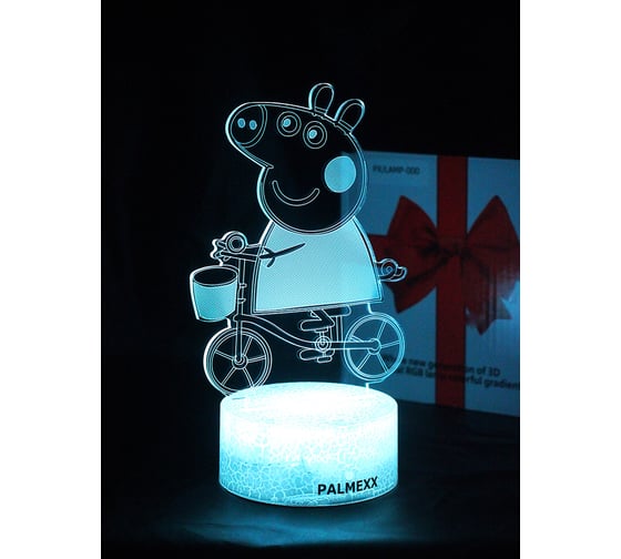 Светодиодный ночник PALMEXX 3d светильник led rgb 7 цветов (пеппа на велосипеде) PX/LAMP-049