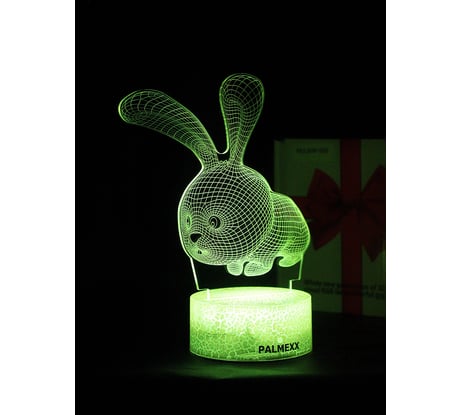 Светодиодный ночник PALMEXX 3d светильник led rgb 7 цветов (зайчик) PX/LAMP-054