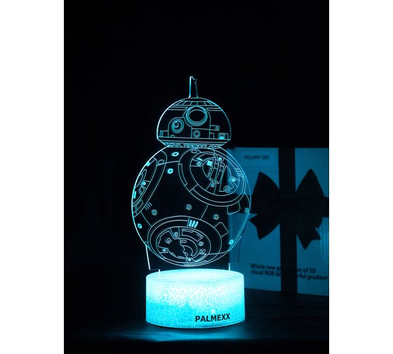 Светодиодный ночник PALMEXX 3d светильник led rgb 7 цветов (робот bb-8) PX/LAMP-069