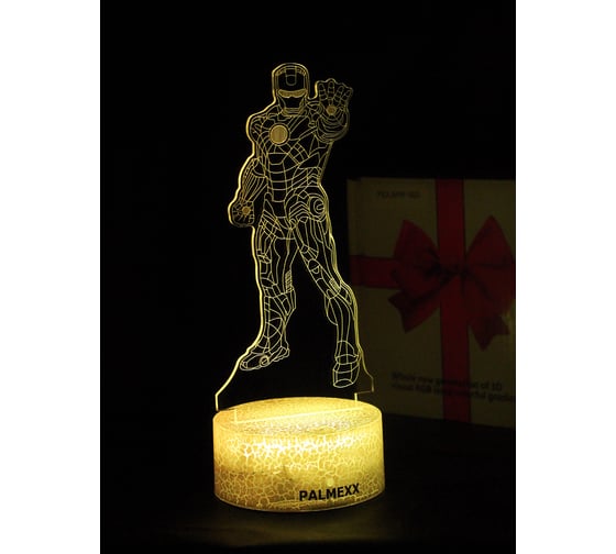 Светодиодный ночник PALMEXX 3d светильник led rgb 7 цветов (железный человек) PX/LAMP-072