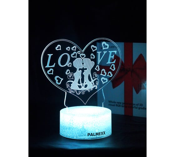 Светодиодный ночник PALMEXX 3d светильник led rgb 7 цветов (поцелуй) PX/LAMP-082