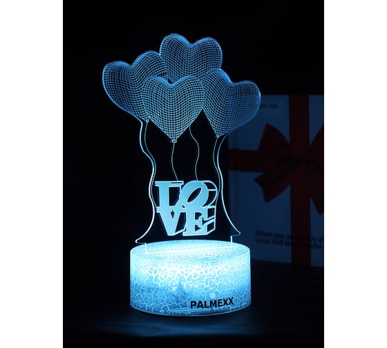 Светодиодный ночник PALMEXX 3d светильник led rgb 7 цветов (шары-сердечки) PX/LAMP-081