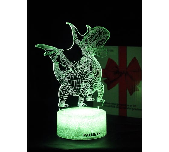 Светодиодный ночник PALMEXX 3d светильник led rgb 7 цветов (дракошка) PX/LAMP-076 1