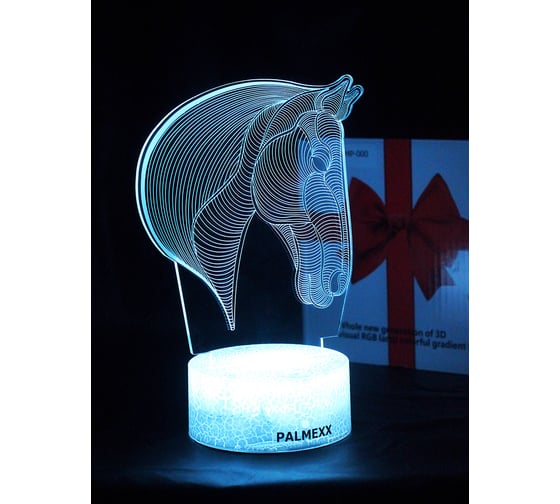 Светодиодный ночник PALMEXX 3d светильник led rgb 7 цветов (голова лошади) PX/LAMP-078