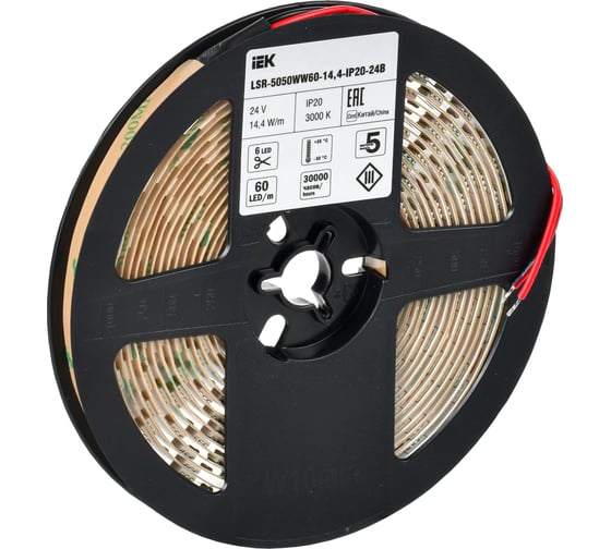 Лента IEK led 5м lsr-5050ww60-14,4-ip20-24в LSR7-1-060-20-1-05-1