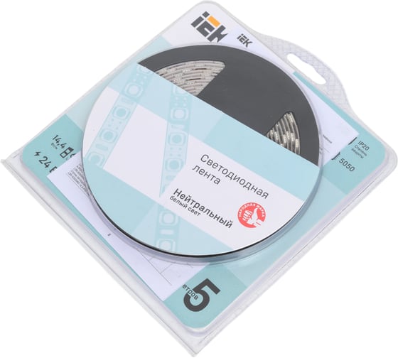 Лента IEK led 5м lsr-5050nw60-14,4-ip20-24в LSR7-0-060-20-1-05-1