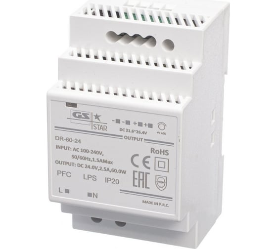 Блок питания на DIN рейку GS Star DR-60w-24v 3224 1