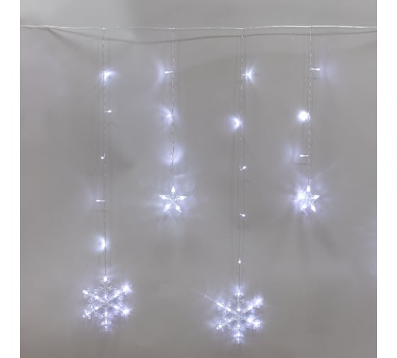 Гирлянда Neon-Night Бахрома со снежинками 2,4x0,9м, 150LED, цвет свечения белый, с контроллером 8 режимов, 230В 255-075