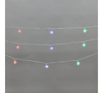 Гирлянда Neon-Night светодиодная Снежинки большие 5м, 20LED, IP20, прозрачный провод, свечение мульти (RG/RB), мигание, 230В 304-024