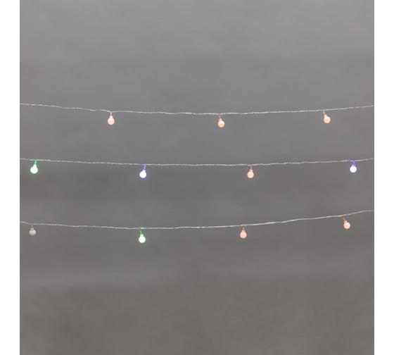 Гирлянда Neon-Night светодиодная Шарики 5м, 20LED, IP20, прозрачный провод, свечение мульти (RG/RB), мигание, 230В 304-021