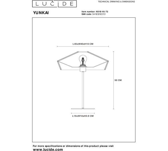 Настольная лампа Lucide YUNKAI 10513/40/72