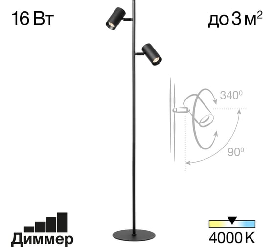 Торшер светодиодный Citilux Twin Чёрный CL809011N