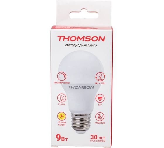 Светодиодная лампа THOMSON LED A60 9W 810Lm E27 3000K DIMMABLE TH-B2157