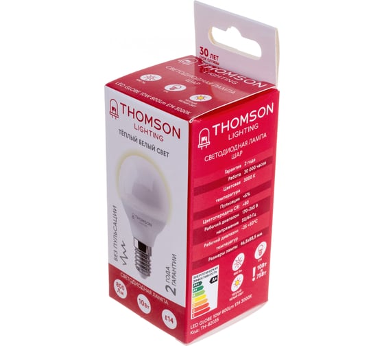 Светодиодная лампа THOMSON LED GLOBE 10W 800Lm E14 3000K TH-B2035