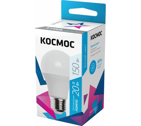 Светодиодная лампа Космос А60 20W 220V E27 4500K LkecLED20wA60E2745