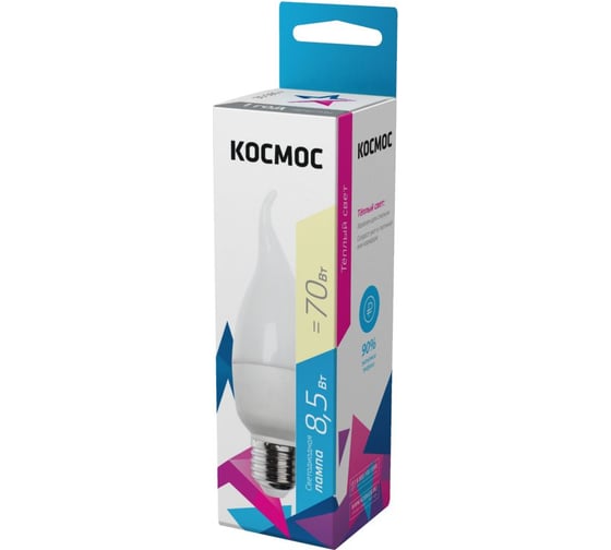 Светодиодная лампа Космос BASIC CW 8.5W 220V E27 3000K LkecLED8.5wCWE2730
