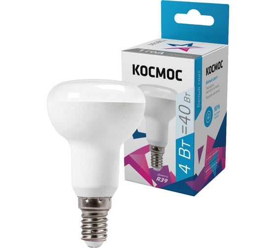 Лампа Космос LED рефлектор R39 4Вт Е14 230v 4500K Lksm_LED4wR39E1445
