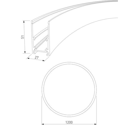 Накладной радиусный шинопровод Elektrostandard черный, ⌀ 1200мм 85161/00 slim magnetic a066498
