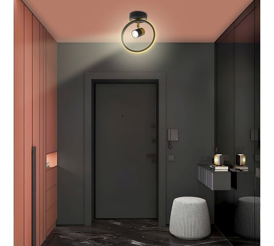 Люстра потолочная светодиодная RITTER FALENA поворотный цилиндр 240x120x270 14Вт 2700K/4000K/6400K 6м черный/золото 51597 9