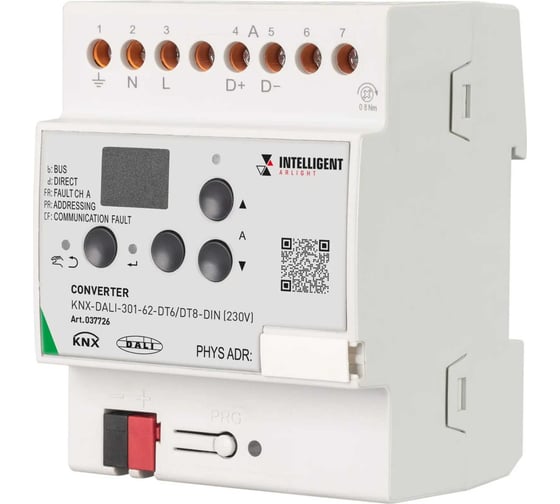Конвертер INTELLIGENT ARLIGHT KNX-DALI-301-62-DT6/DT8-DIN 037726 1