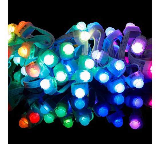 Светодиодный пиксель MAKSILED 50 шт./гирлянда, 12 мм, 1smd диод 5050, 12 В, 0.24 Вт, ip67, gs8208, rgb, ML-1PIX-SMD-RGB8208 1