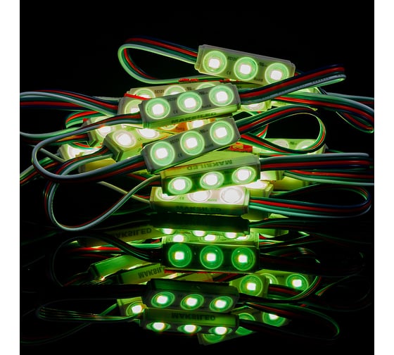 Светодиодный модуль MAKSILED 20 шт./гирлянда 0.65 Вт, 12 В, ip65, 3smd 2835 rgb, ML-M3RGB-MINI